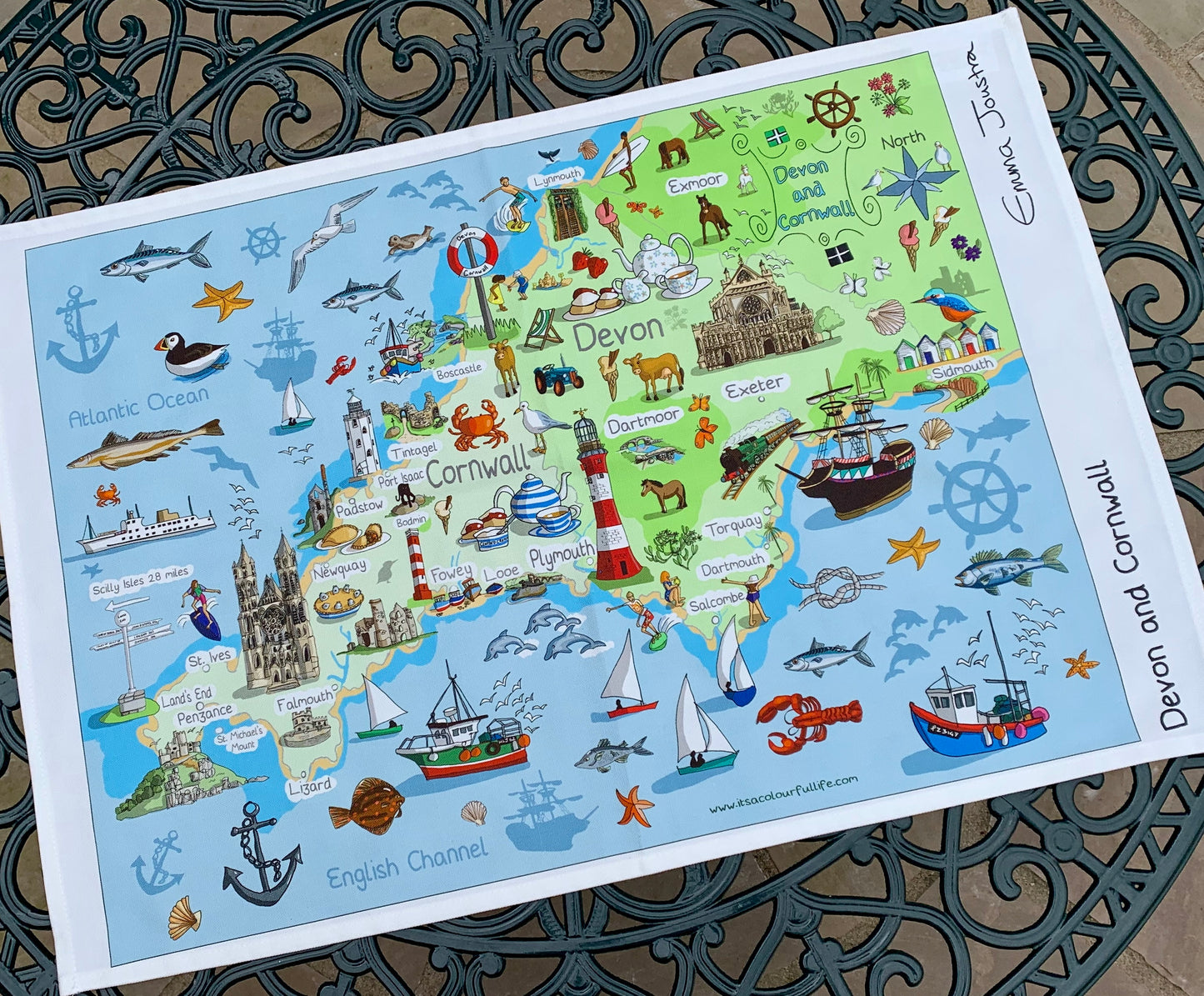 Devon and Cornwall tea towel