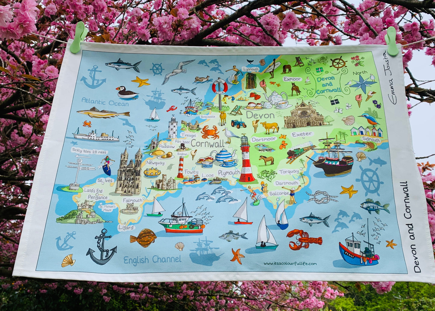 Devon and Cornwall tea towel