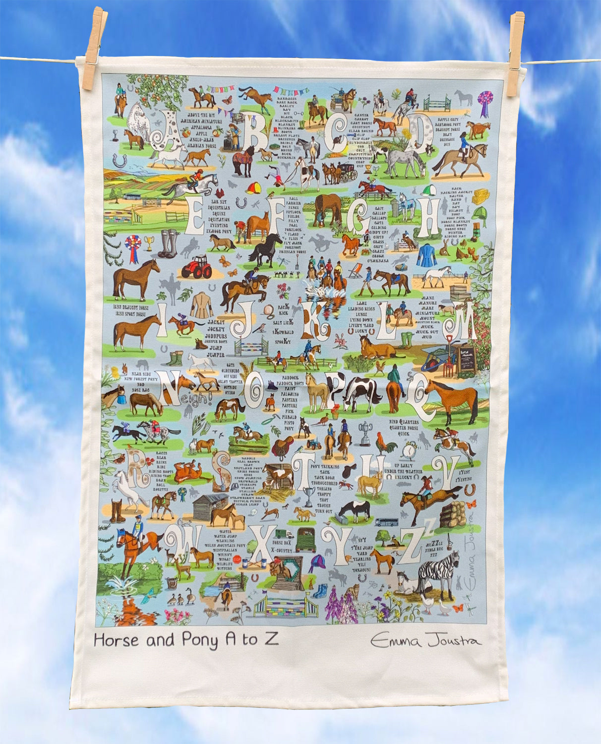 Horse and Pony A to Z tea towel
