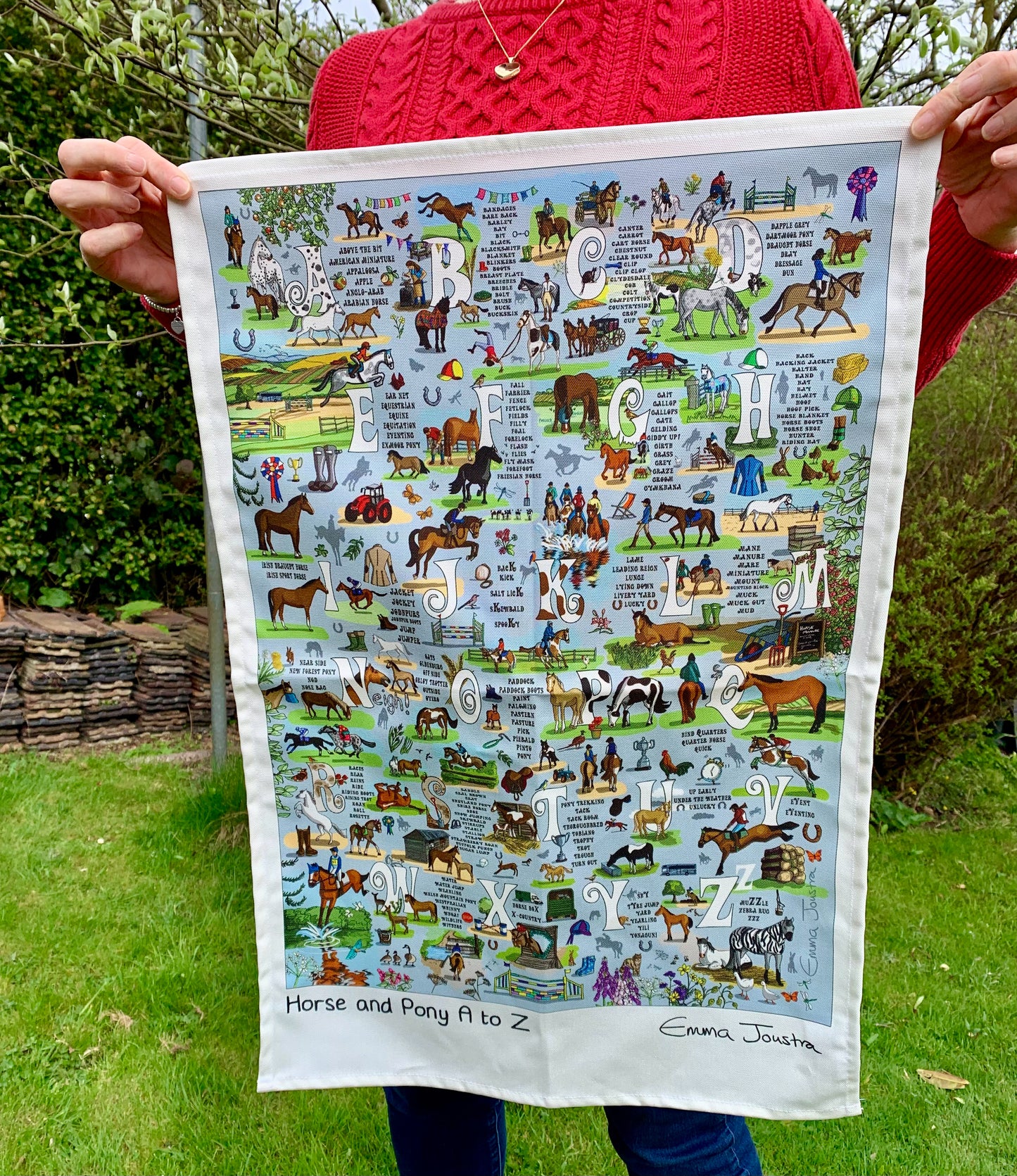 Horse and Pony A to Z tea towel