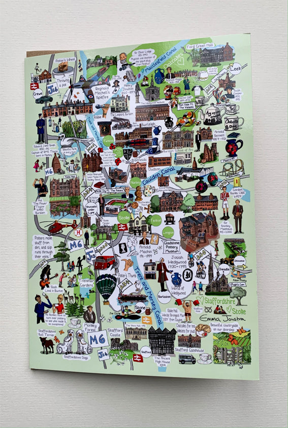 'Map' Stoke - The Six Towns of the Potteries - 177mm x 127mm