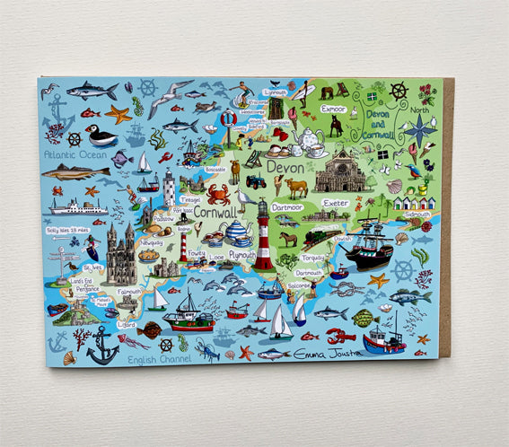 'Map' Devon and Cornwall 210mm x 150mm