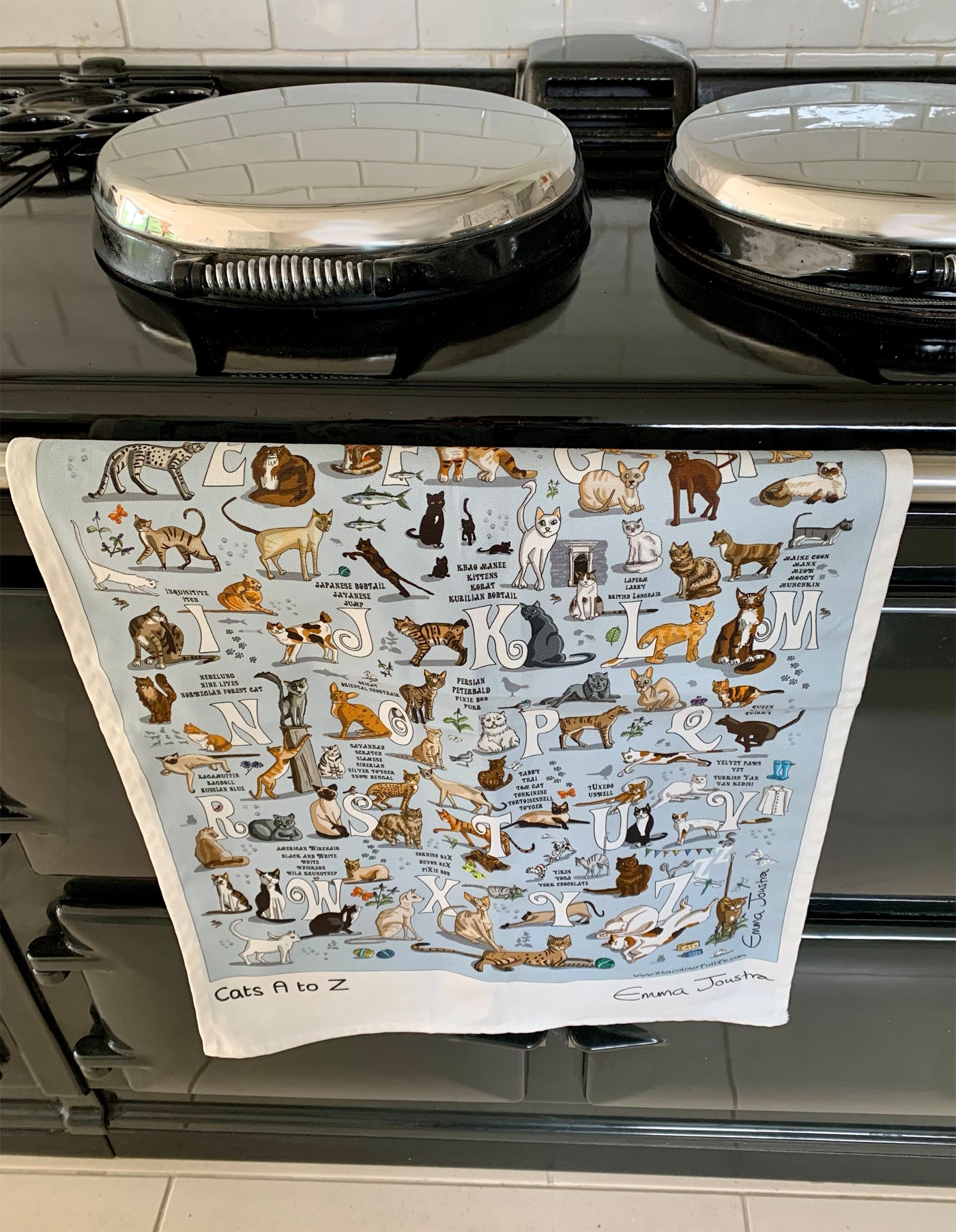 Cats A to Z tea towel