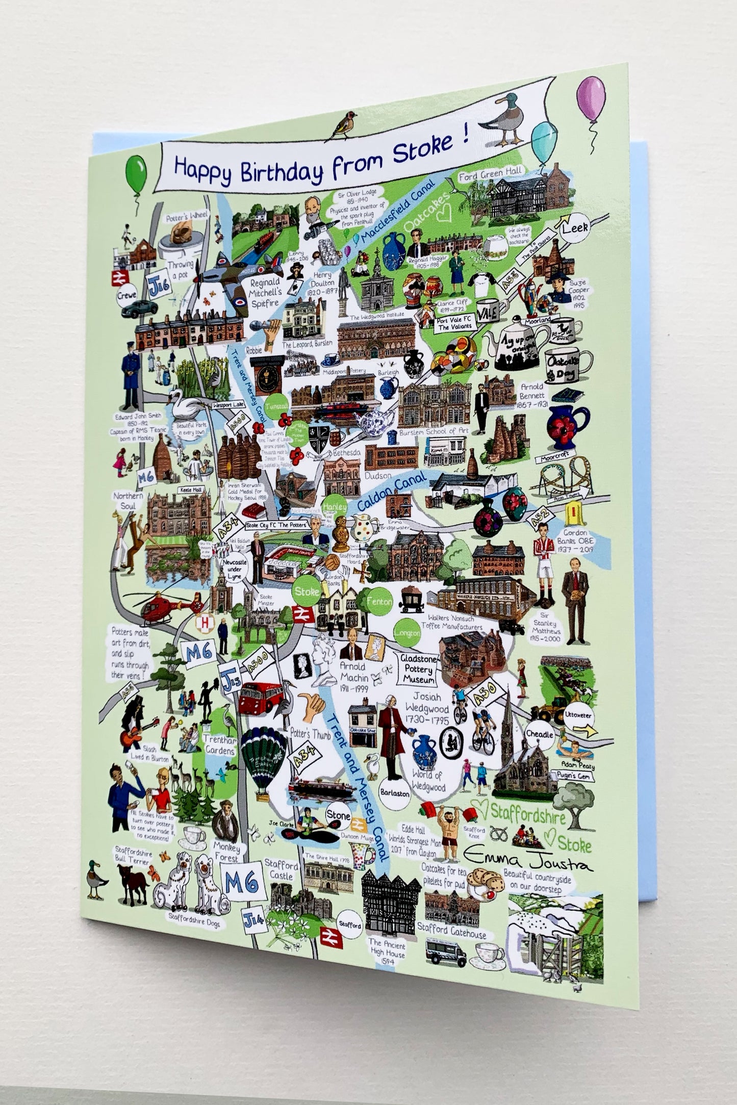 'Happy Birthday from Stoke' - The Six Towns of the Potteries - 177mm x 127mm