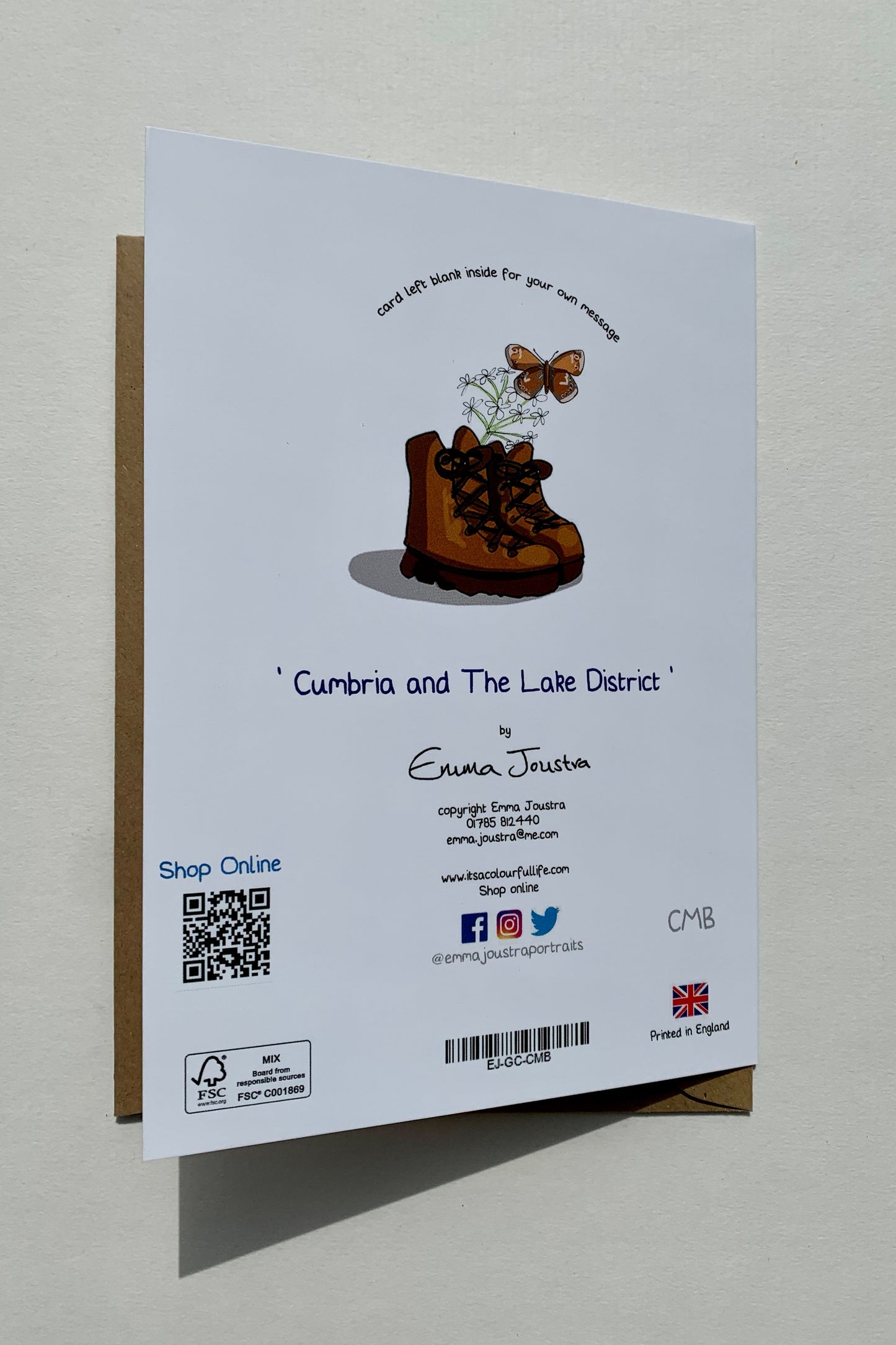 'Map' Cumbria and the Lake District 177mm x 127mm