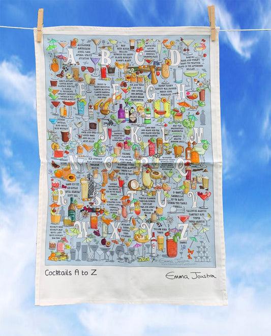 Cocktails A to Z tea towel