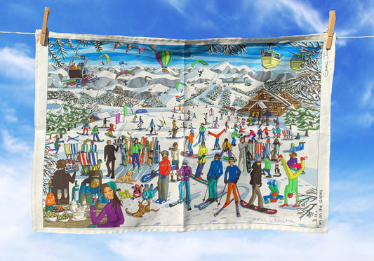 Fun on the Slopes tea towel