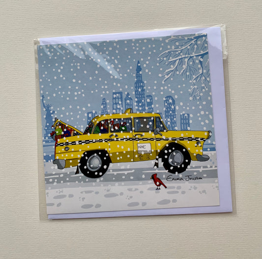 New York Taxi in the snow Christmas Card