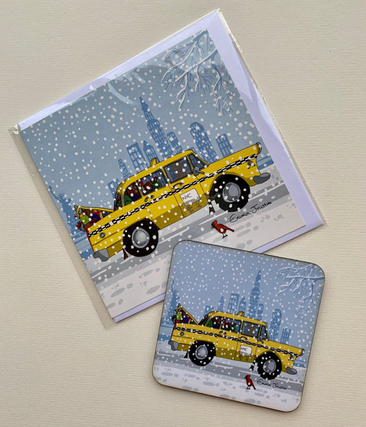 New York Taxi Card and Coaster set