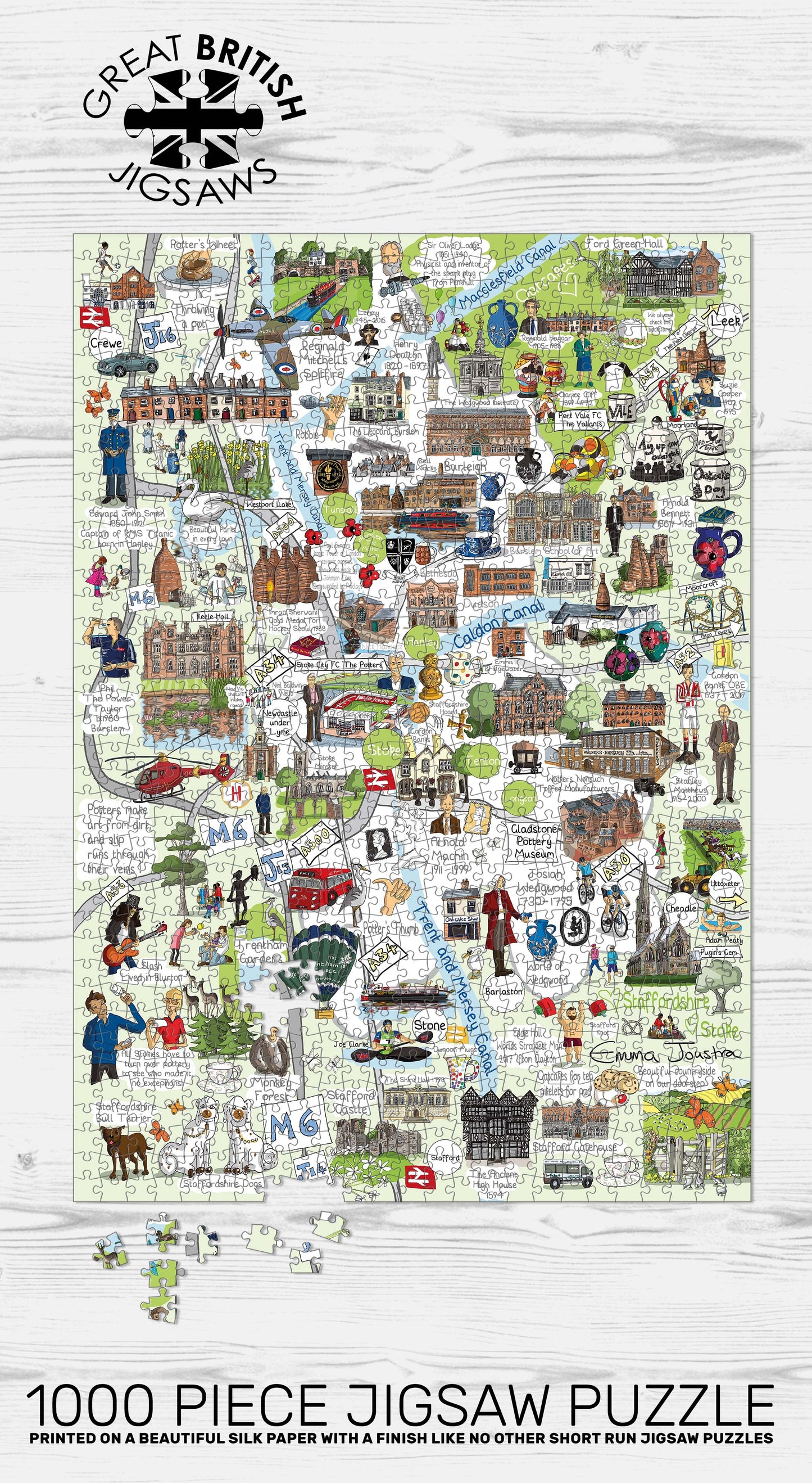 Six Towns of The Potteries 'Map' 1,000 piece jigsaw puzzle