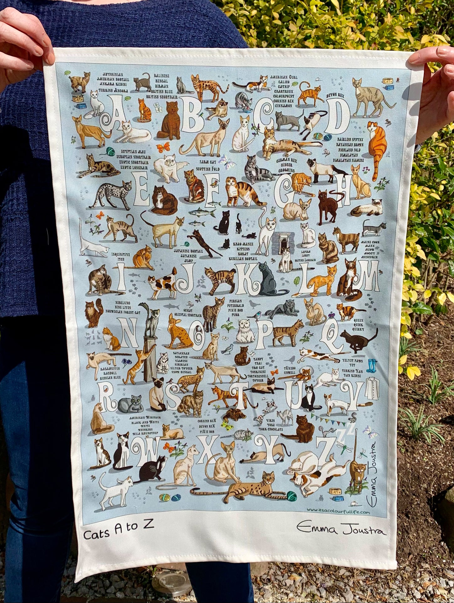 Cats A to Z tea towel