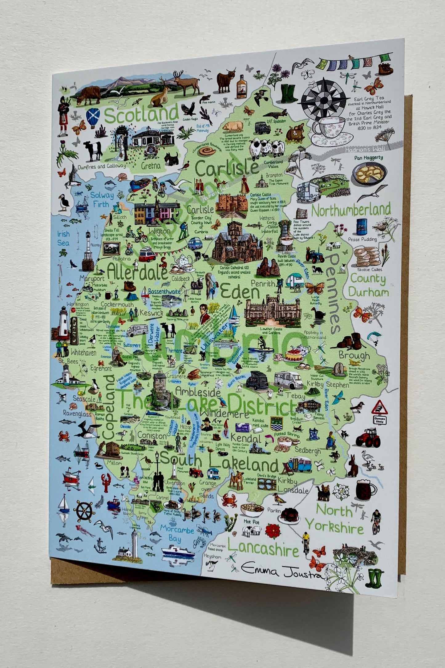 'Map' Cumbria and the Lake District 177mm x 127mm